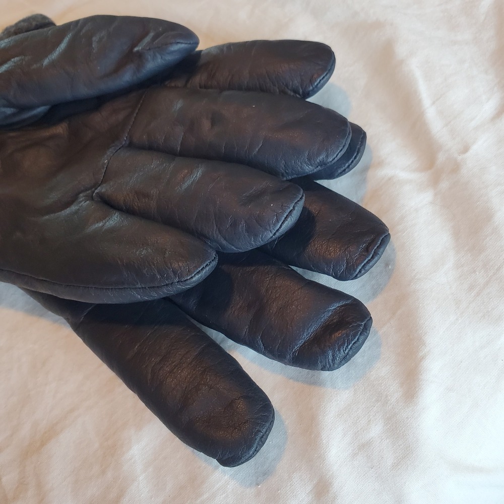 Fownes Mens Black Genuine Leather Winter Gloves Fleece Lined XL WPL 9522